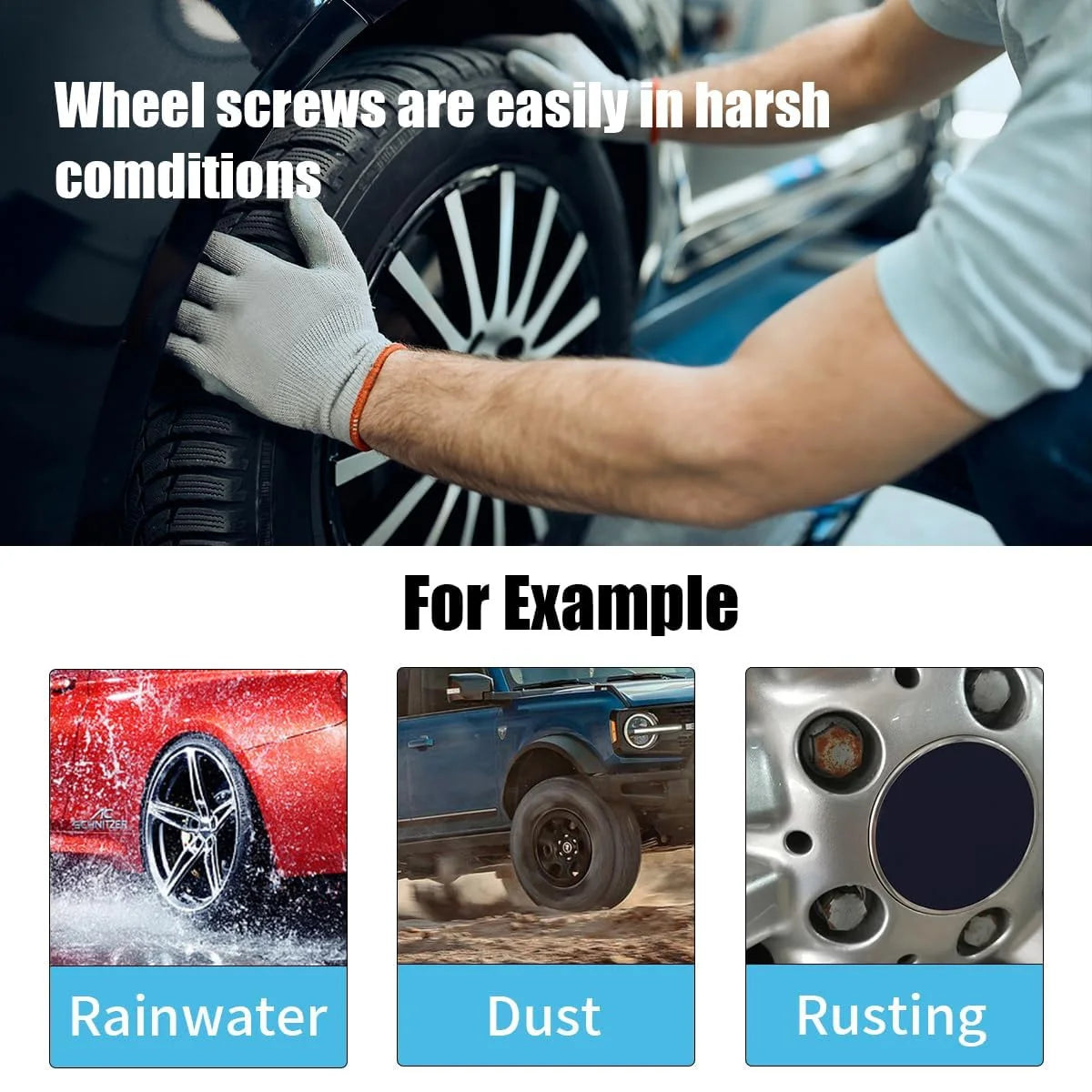 17mm Car Wheel Nut Bolt Covers with Removal Tool - 6
