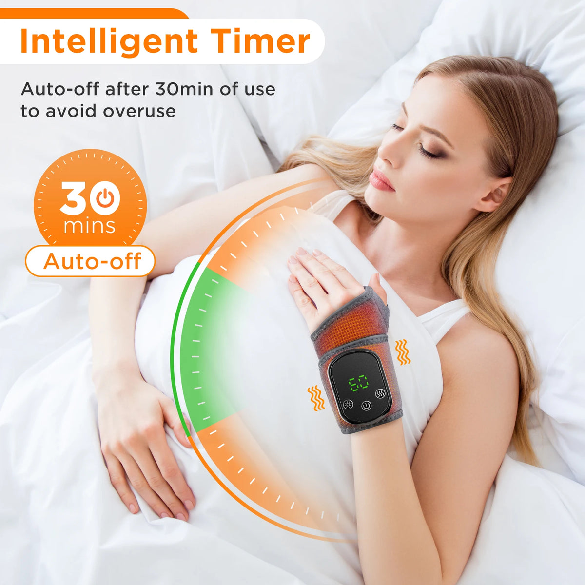 Heated Cordless Wrist Support Massager with 3 Vibration Modes