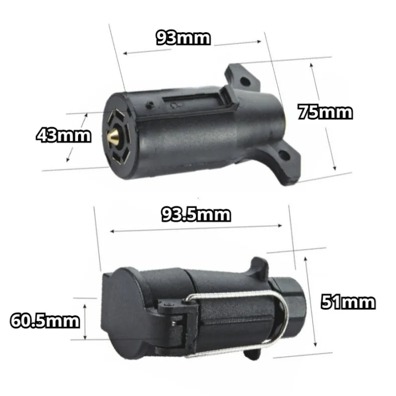 7-Way Blade to 7-Pin Round Trailer Light Adapter Converter - 10
