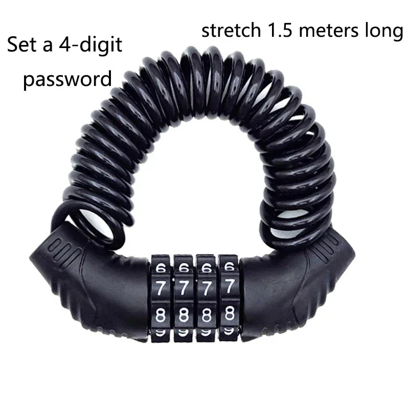 4-Digit Portable Combination Cable Lock for Helmets and Bicycles - 7