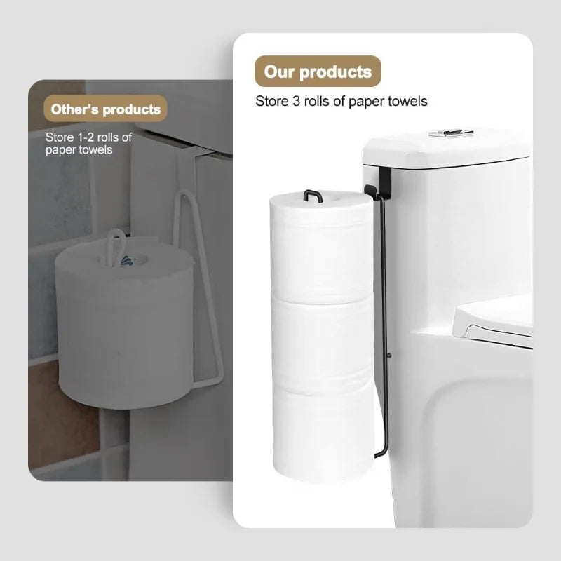 Hanging Toilet Paper Holder No Drill Wall Mount Bathroom Tissue Rack