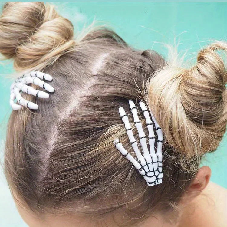 Skeleton Hand Hair Claw Clips for Halloween and Gothic Style