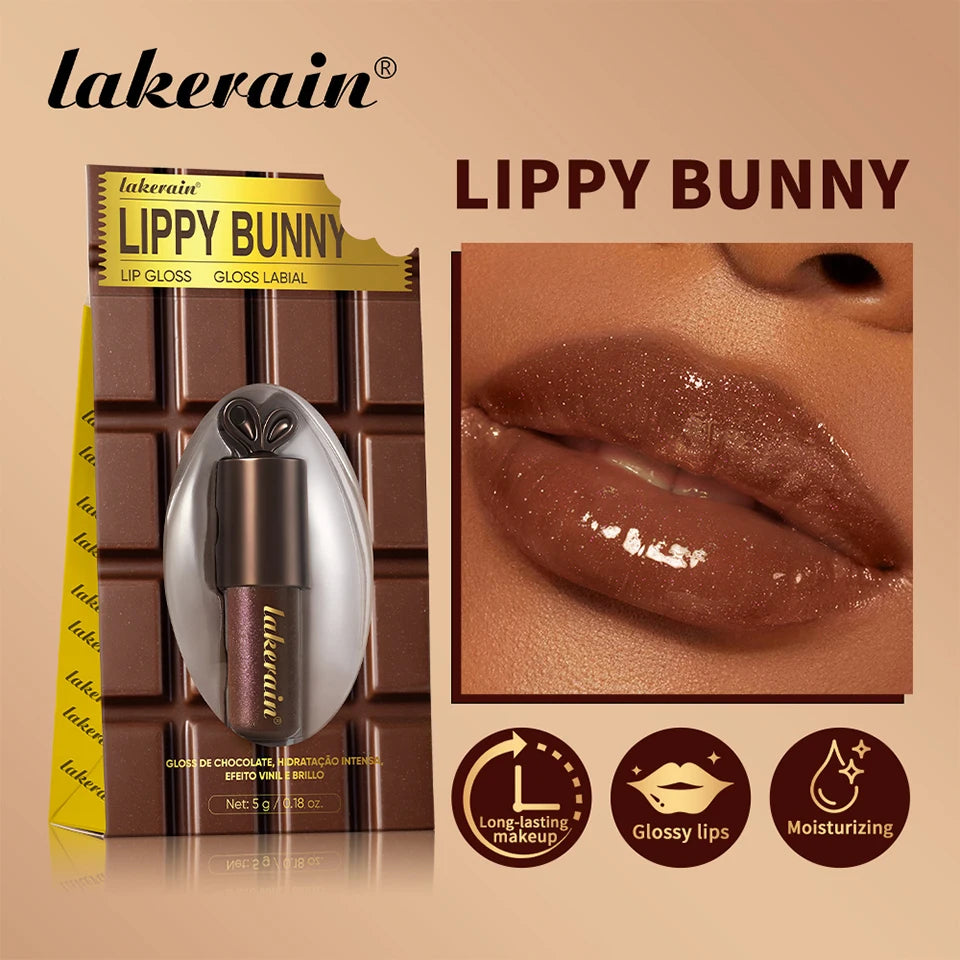 Moisturizing Chocolate Shimmer Lip Gloss for Plump Hydrated Lips