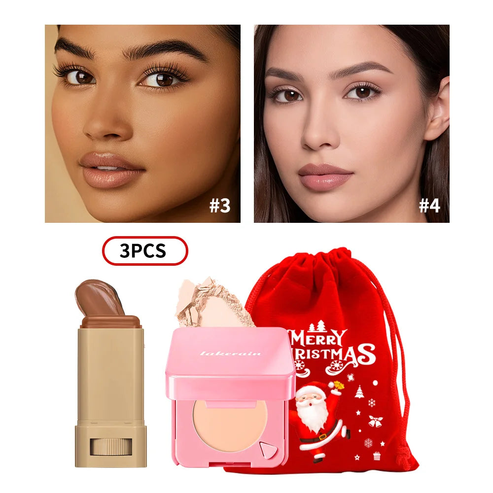 Matte Foundation Stick and Pressed Powder Beauty Set - 1