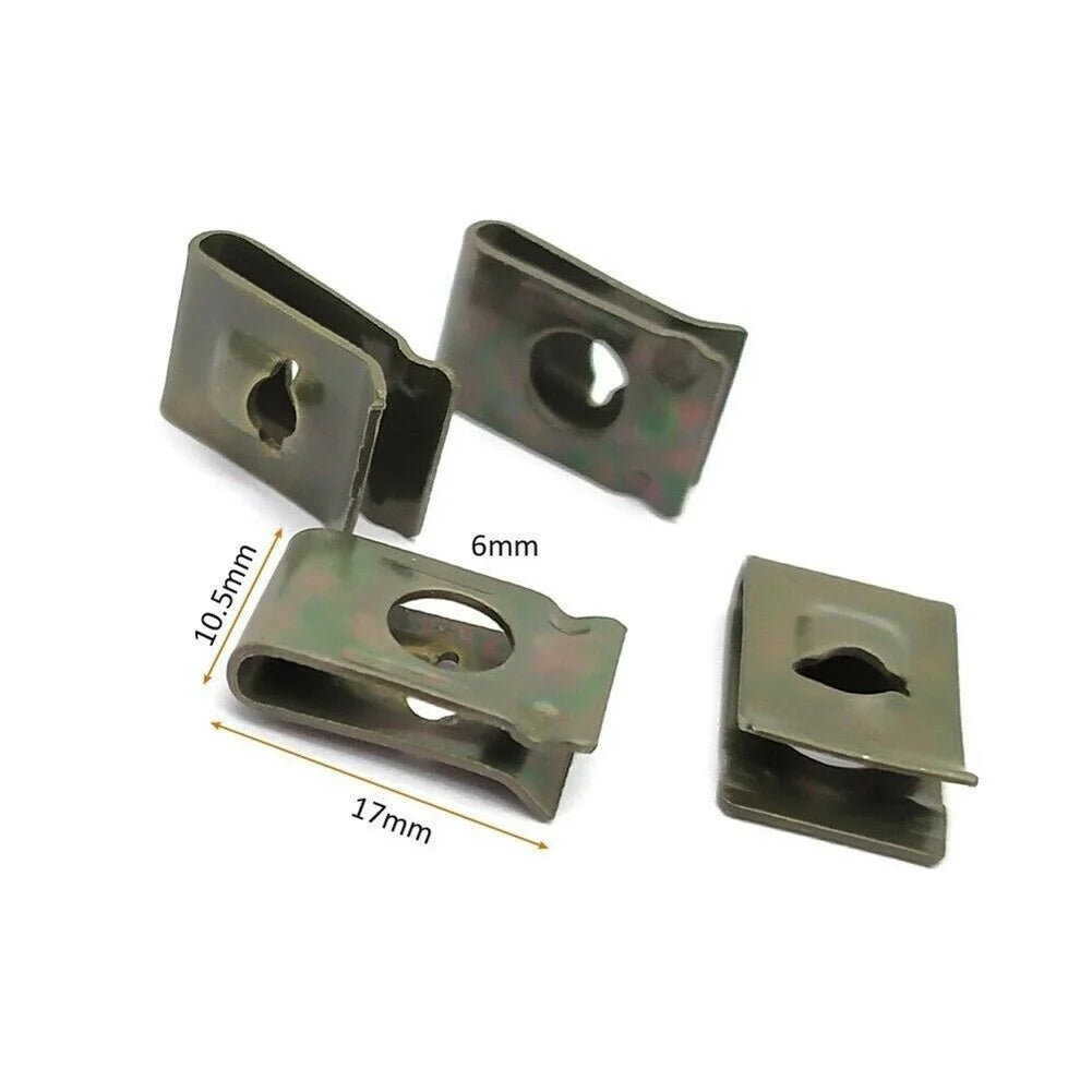 U-Type Metal Retainer Clips for Car and Motorcycle Body Panels