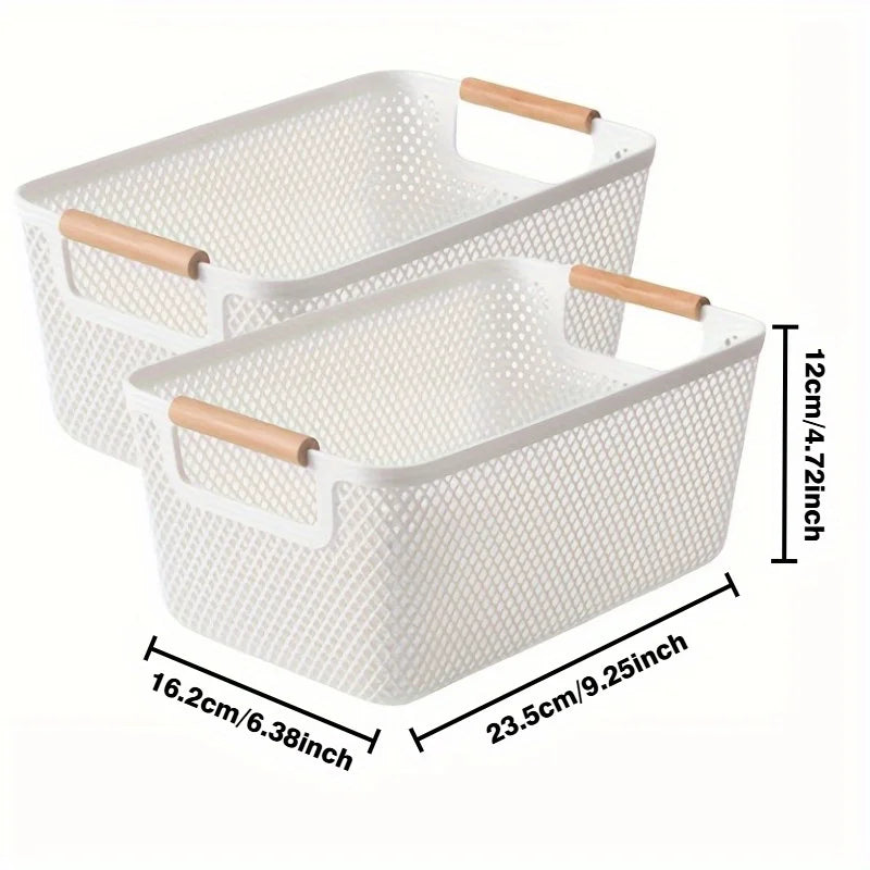 Multi-Purpose Hollow Storage Basket with Wood Handles