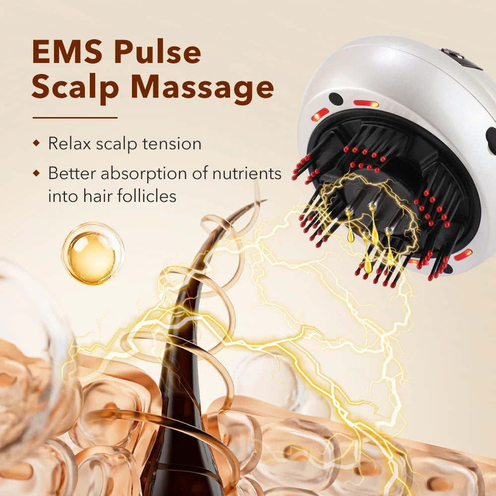 Electric Scalp Massager with Red Light Therapy and Oil Applicator