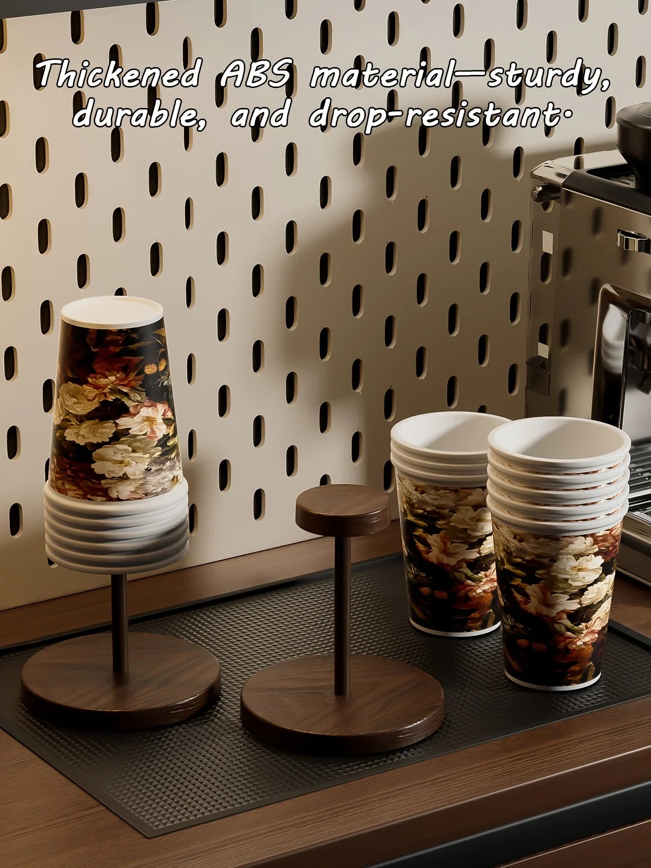 Walnut Finish Wooden Paper Cup Dispenser Stand - 8