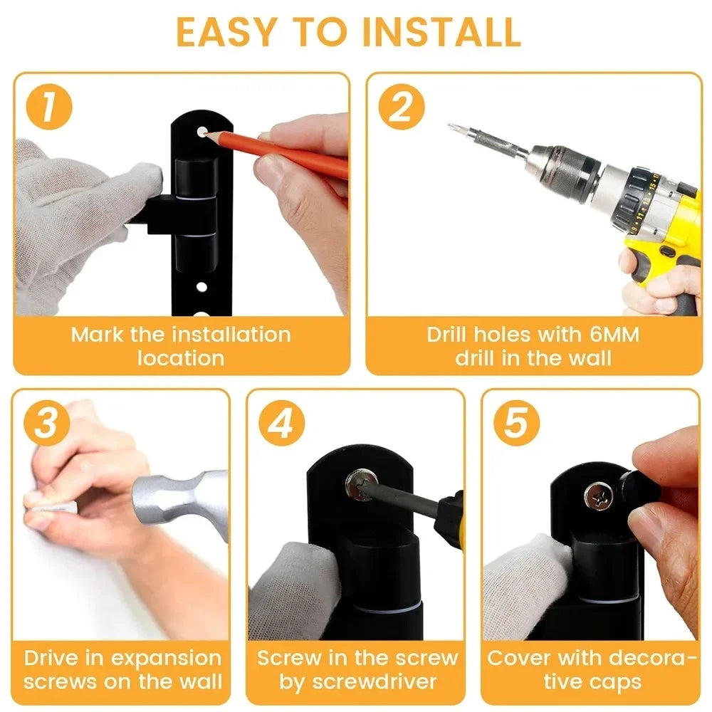 180° Rotatable Wall-Mount Helmet and Gear Storage Rack