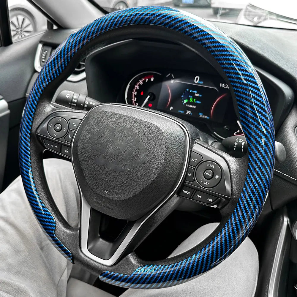 Universal Carbon Fiber Texture Steering Wheel Cover - 3