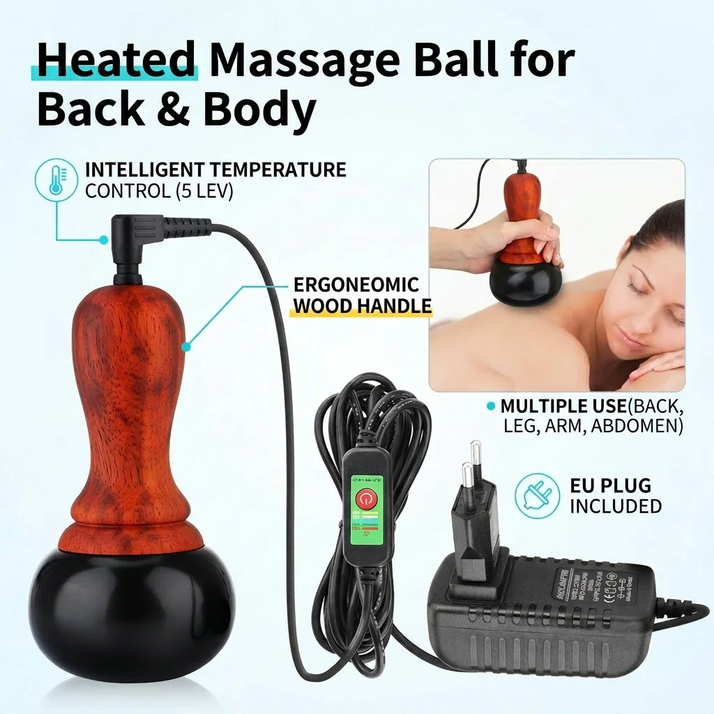 Electric Heated Bian Stone Massage Ball for Full Body Relief - 1