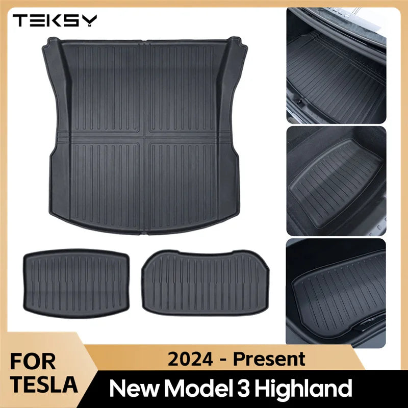 All-Weather TPE Trunk Mat Set for Tesla Model 3 Highland 2024 - 1