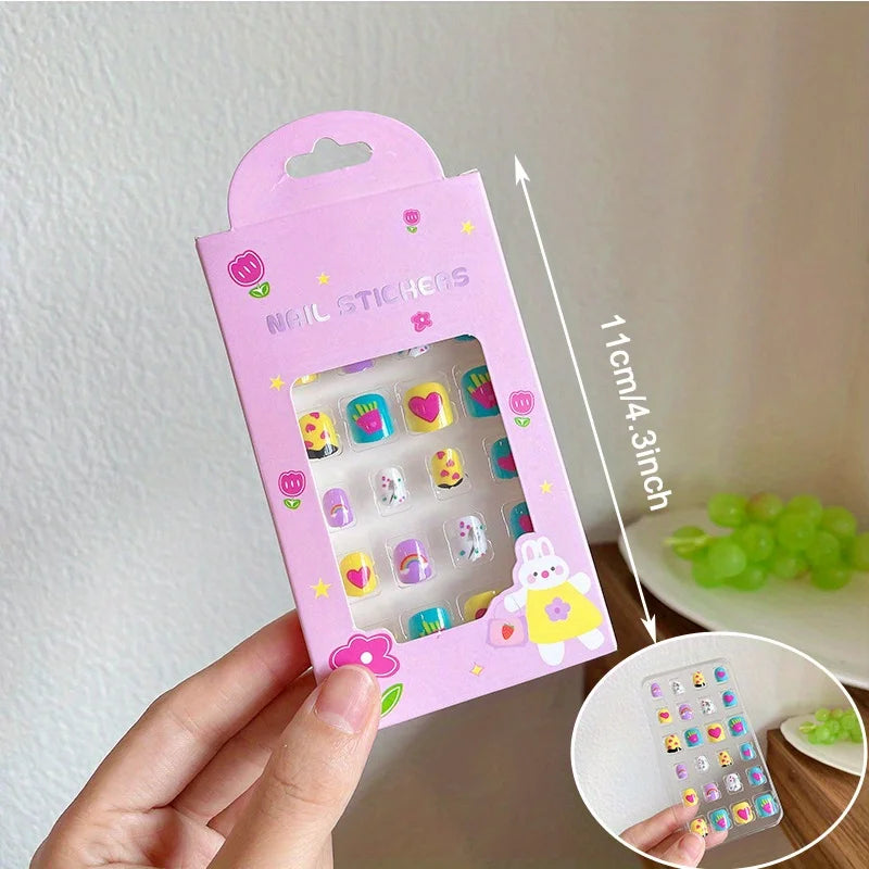 Cute Cartoon Press-On Nails for Kids