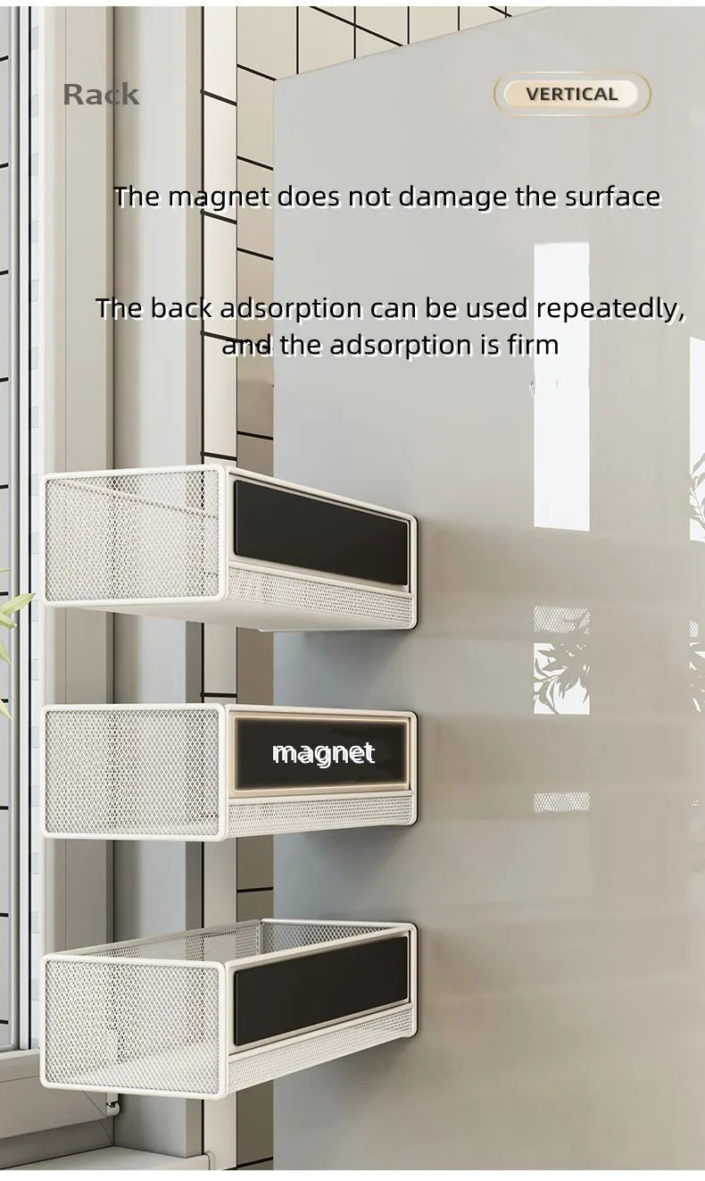 Magnetic Refrigerator Storage Basket for Kitchen Organization - 20
