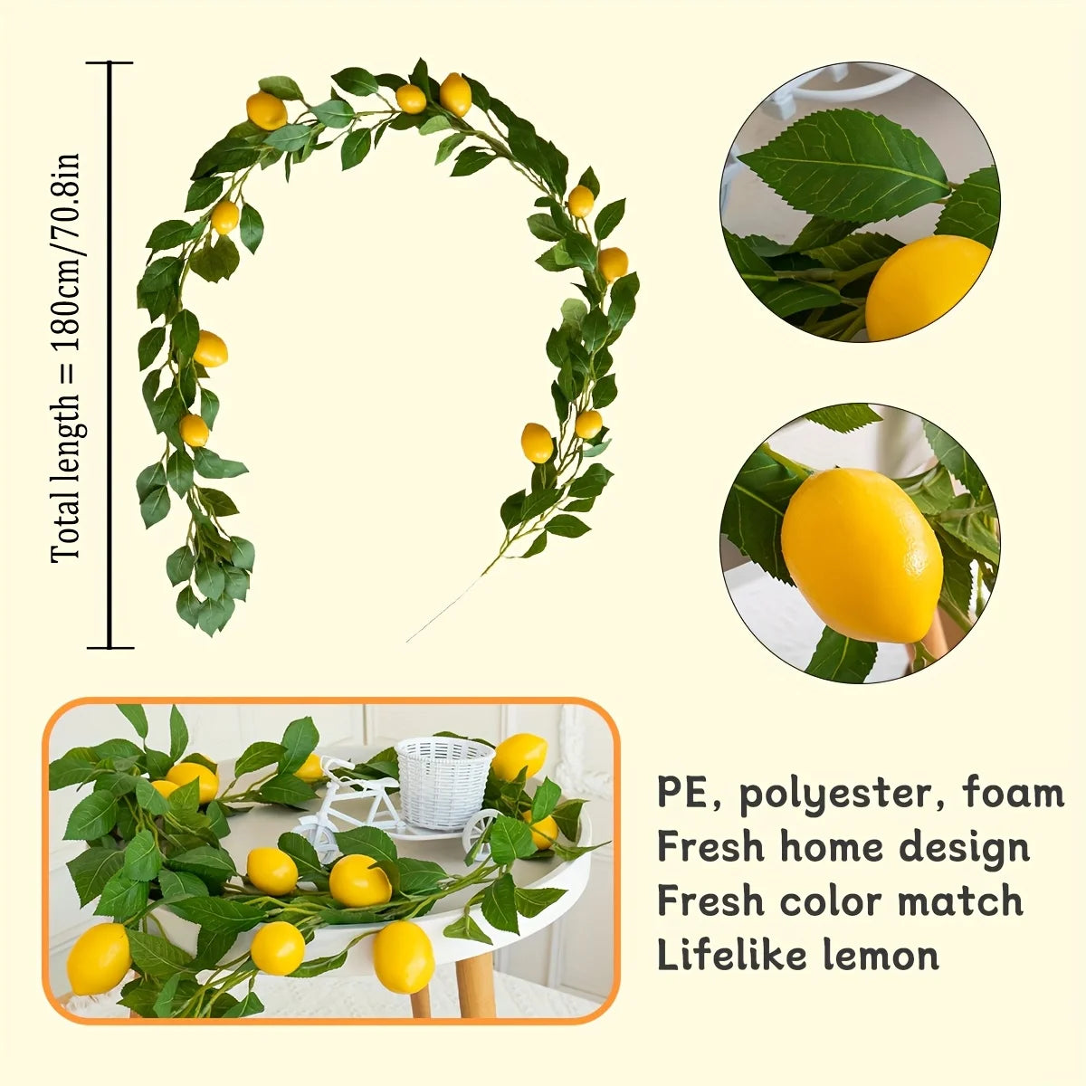 Artificial Lemon and Eucalyptus Garland for Home Decor