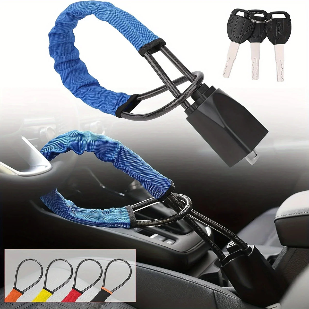 Universal Anti-Theft Car Steering Wheel and Seat Belt Security Lock