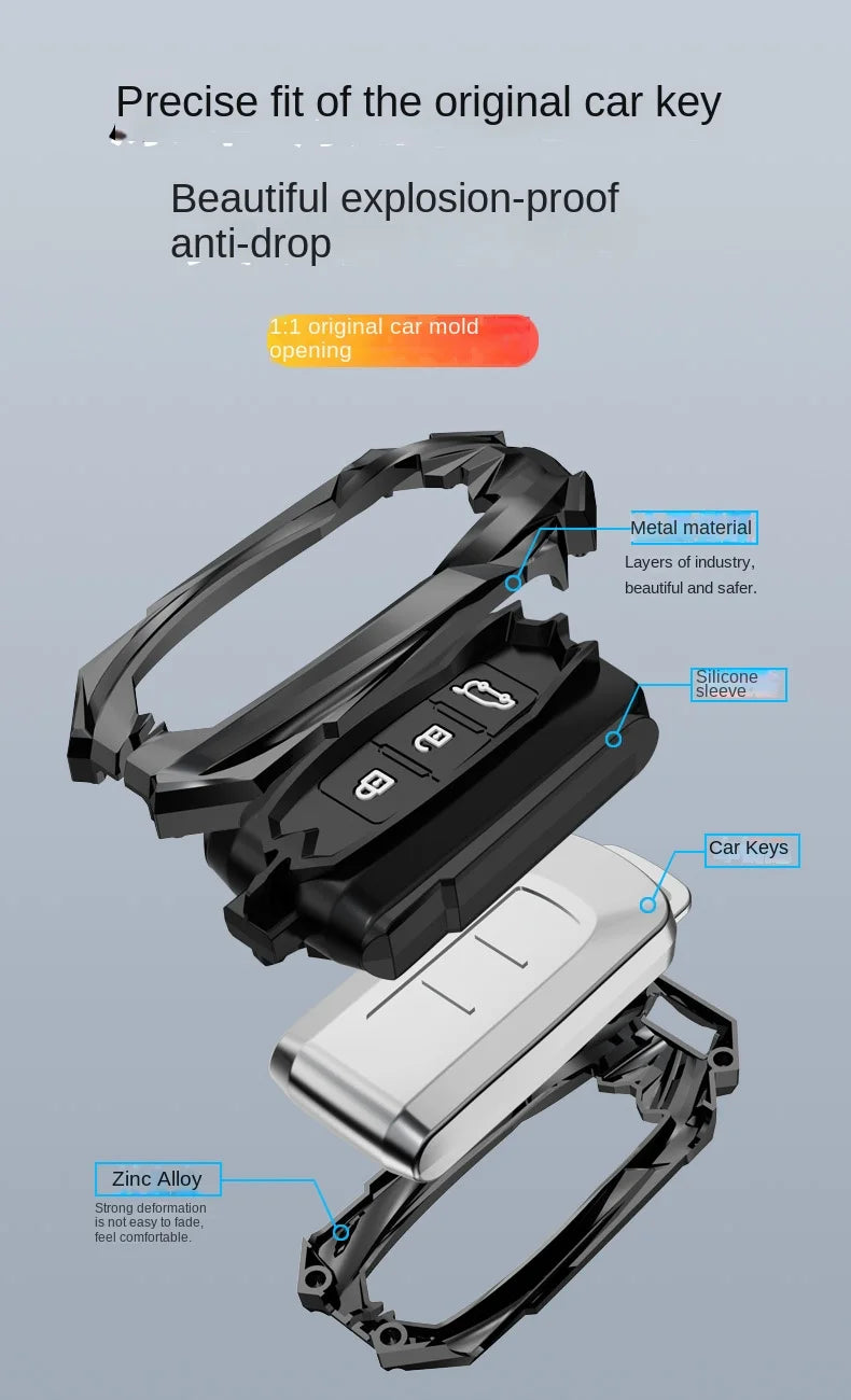 Protective Galvanized Alloy Car Key Case Cover for Mitsubishi - 8