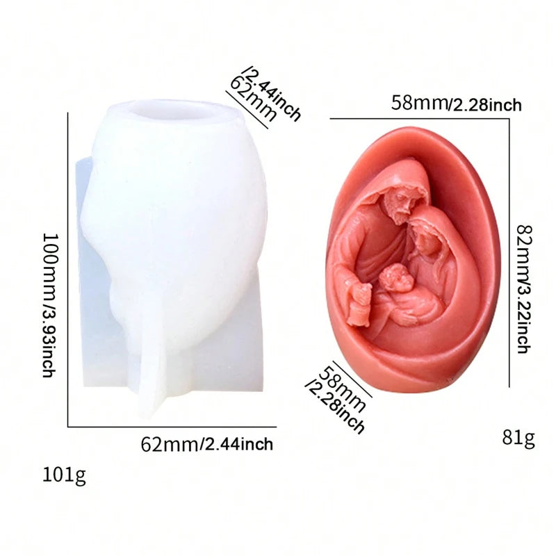 3D Jesus Nativity Silicone Mold Aromatherapy Candle Soap Making Tool - 6