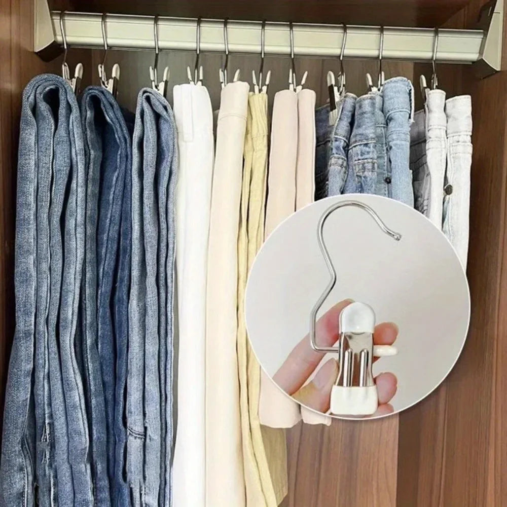 Portable Stainless Steel Laundry Hanger Clips for Closet Organization - 4