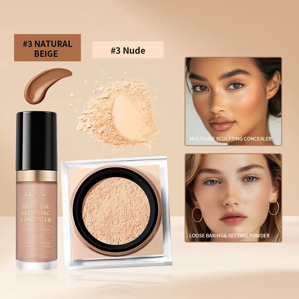 Face Makeup Concealer and Setting Powder Duo Set - 17