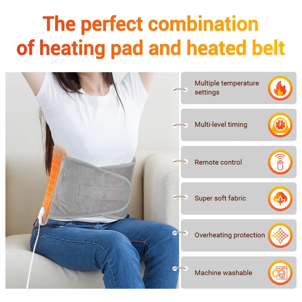 Electric Heating Pad Wrap for Back and Abdomen Pain Relief