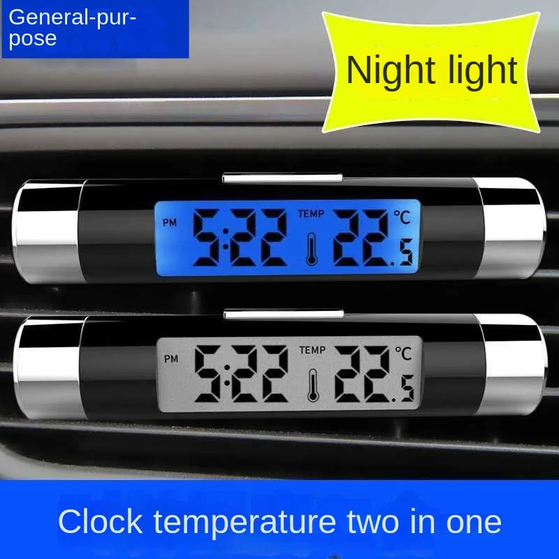 Digital Car Air Vent Clock and Thermometer with LED Backlight - 1