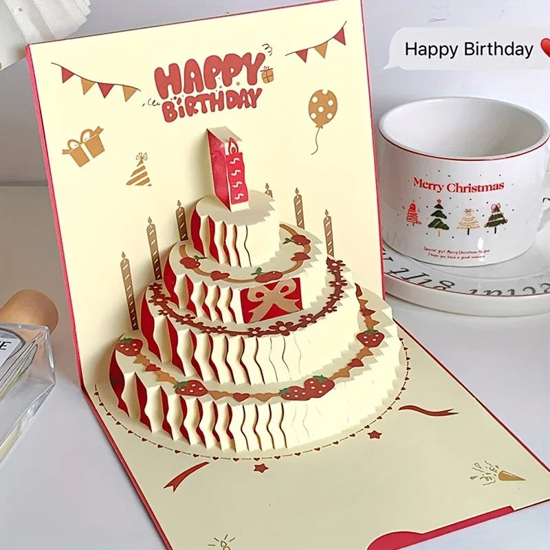 3D Pop-Up Birthday Cake Greeting Card - 2