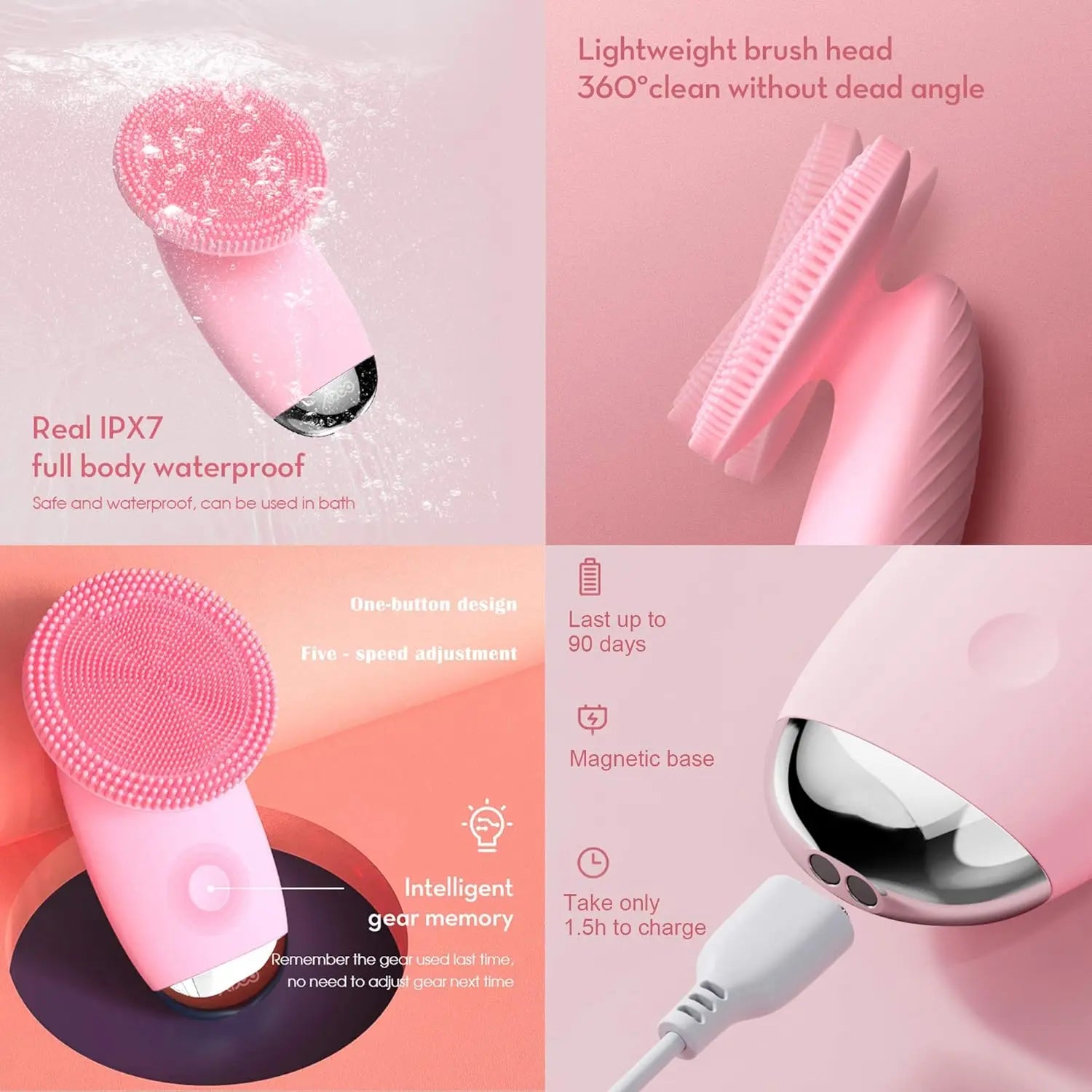 Electric Silicone Sonic Facial Cleansing Brush - 5