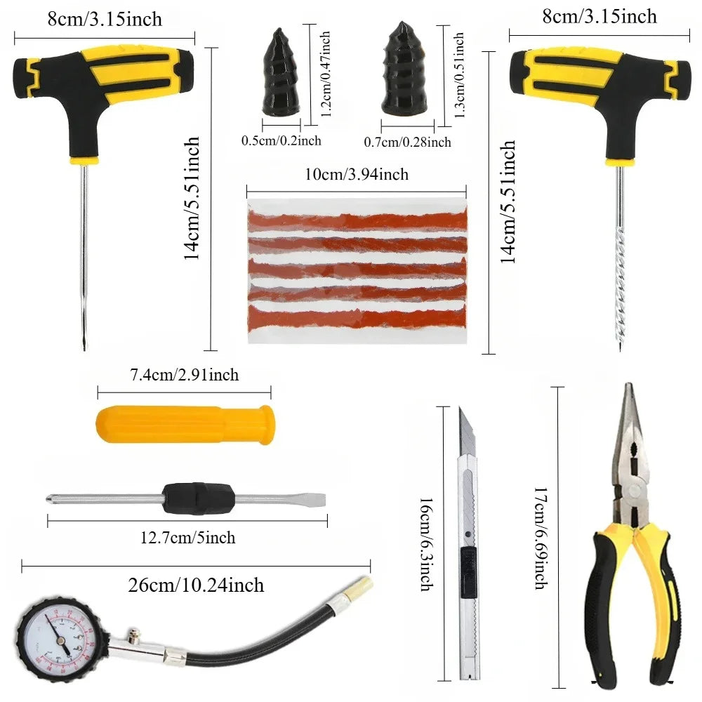 Emergency Universal Tire Repair Tool Kit