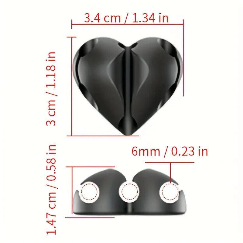 Heart-Shaped Self-Adhesive Cable Organizer for Desks