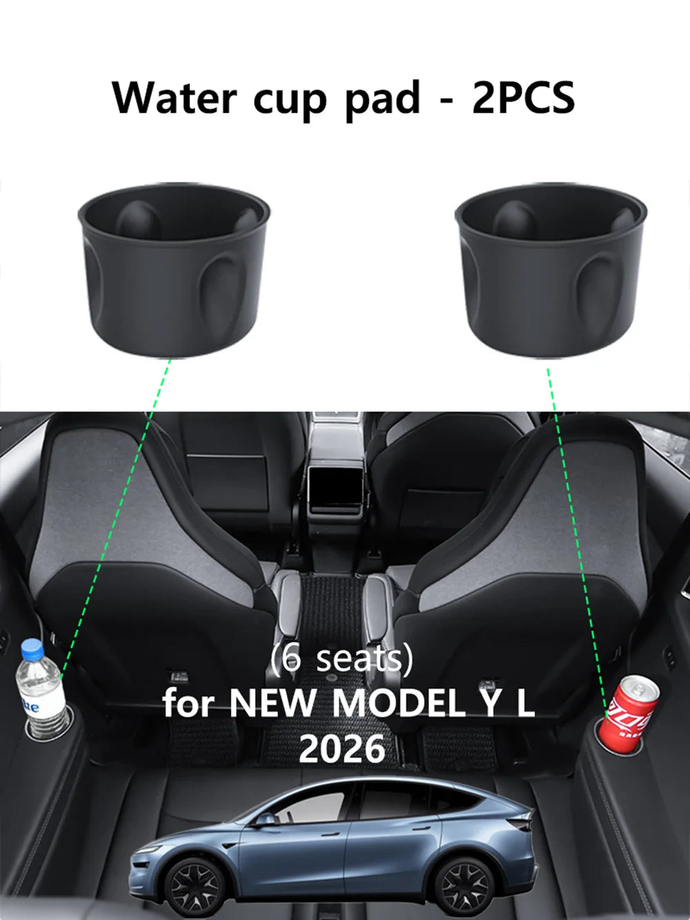 3rd Row Silicone Cup Holder Inserts for Model Y L