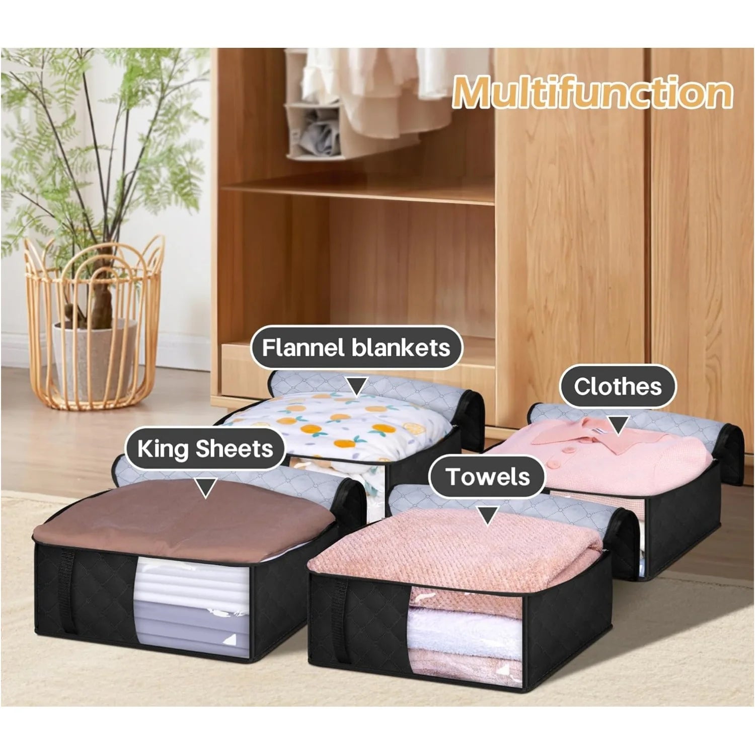 Foldable Bedding and Clothing Storage Organizer with Clear Window - 6