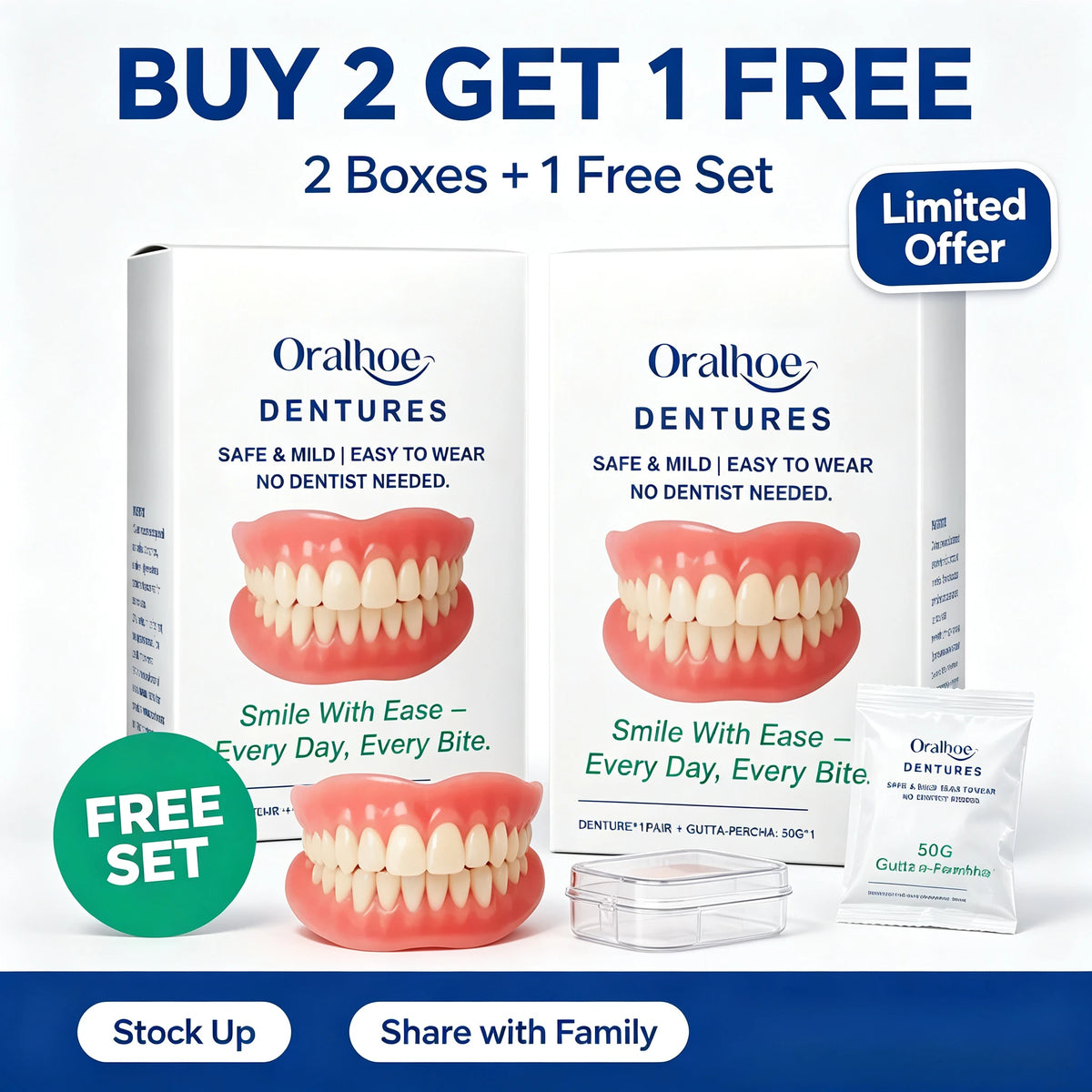Portable Denture Storage and Cleaning Care Kit