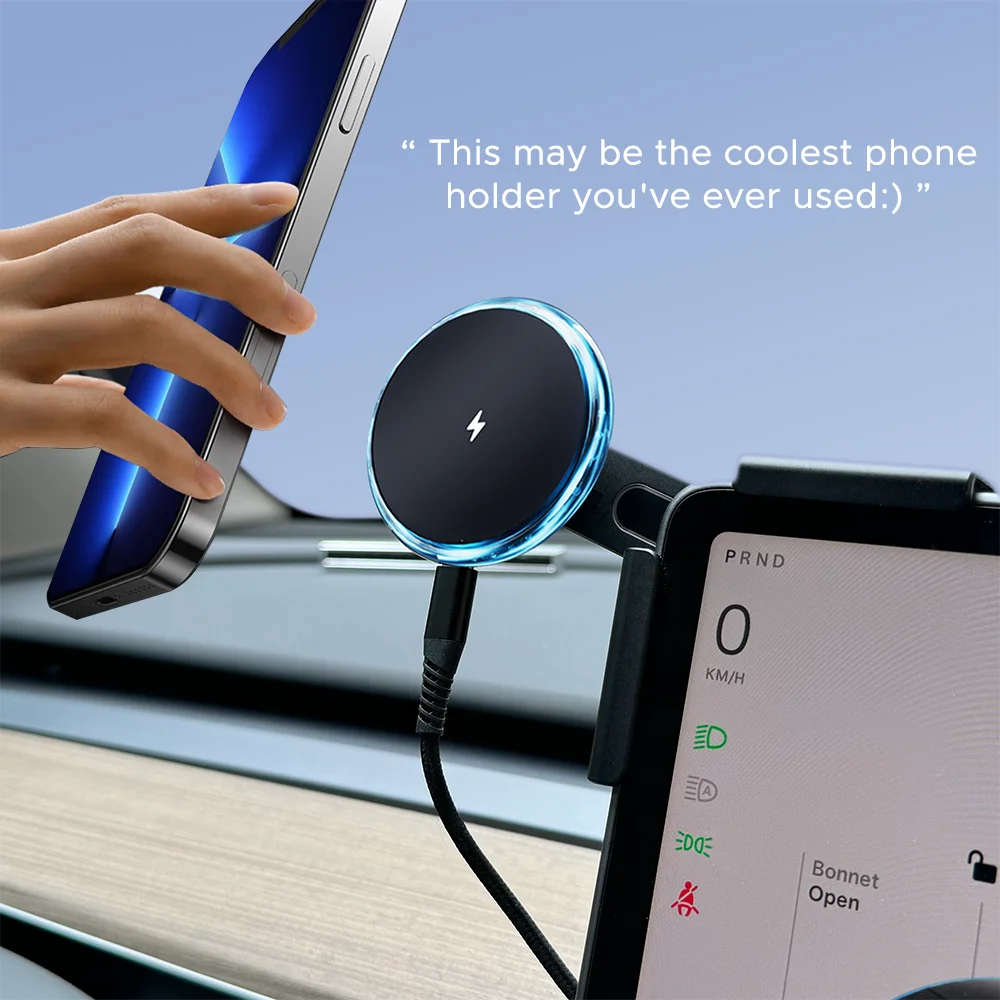 Magnetic Wireless Charging Phone Mount for Tesla