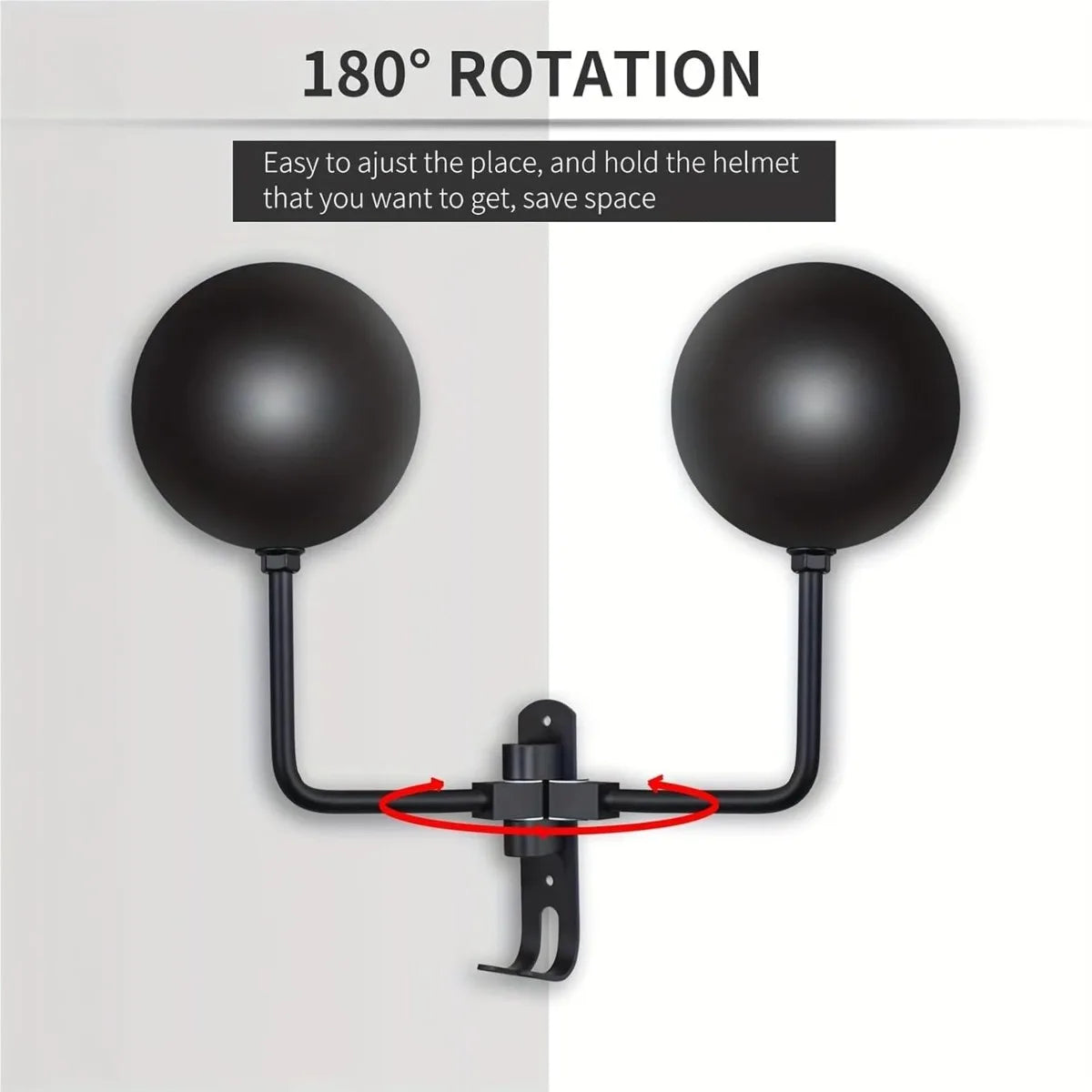 180° Rotating Wall-Mounted Helmet Rack for Motorcycle and Sports Gear - 4