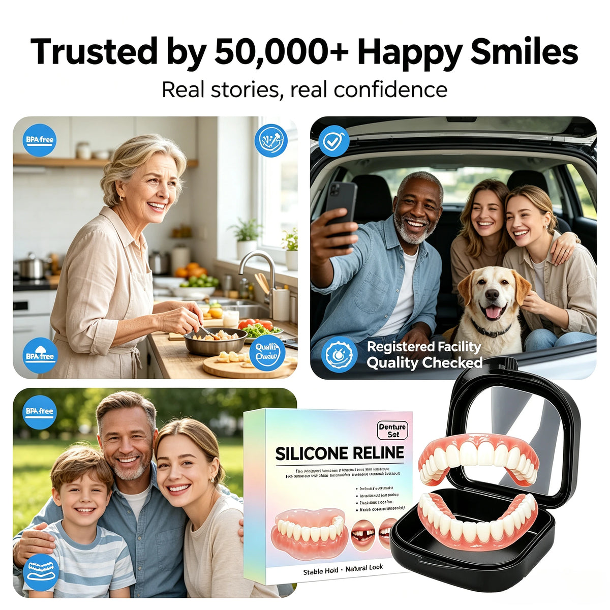 Comfort Fit Silicone Dentures for Instant Smile Restoration