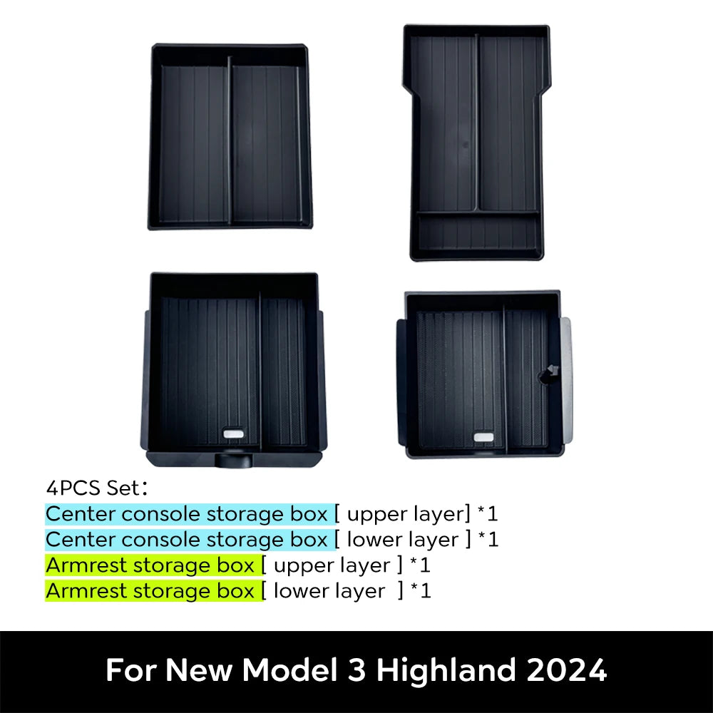Center Console Organizer Tray Set for Model 3 Highland - 2