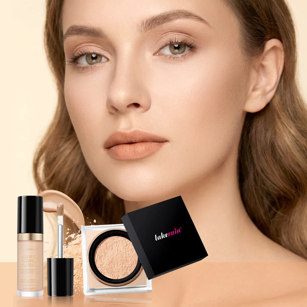 Face Makeup Concealer and Setting Powder Duo Set - 3