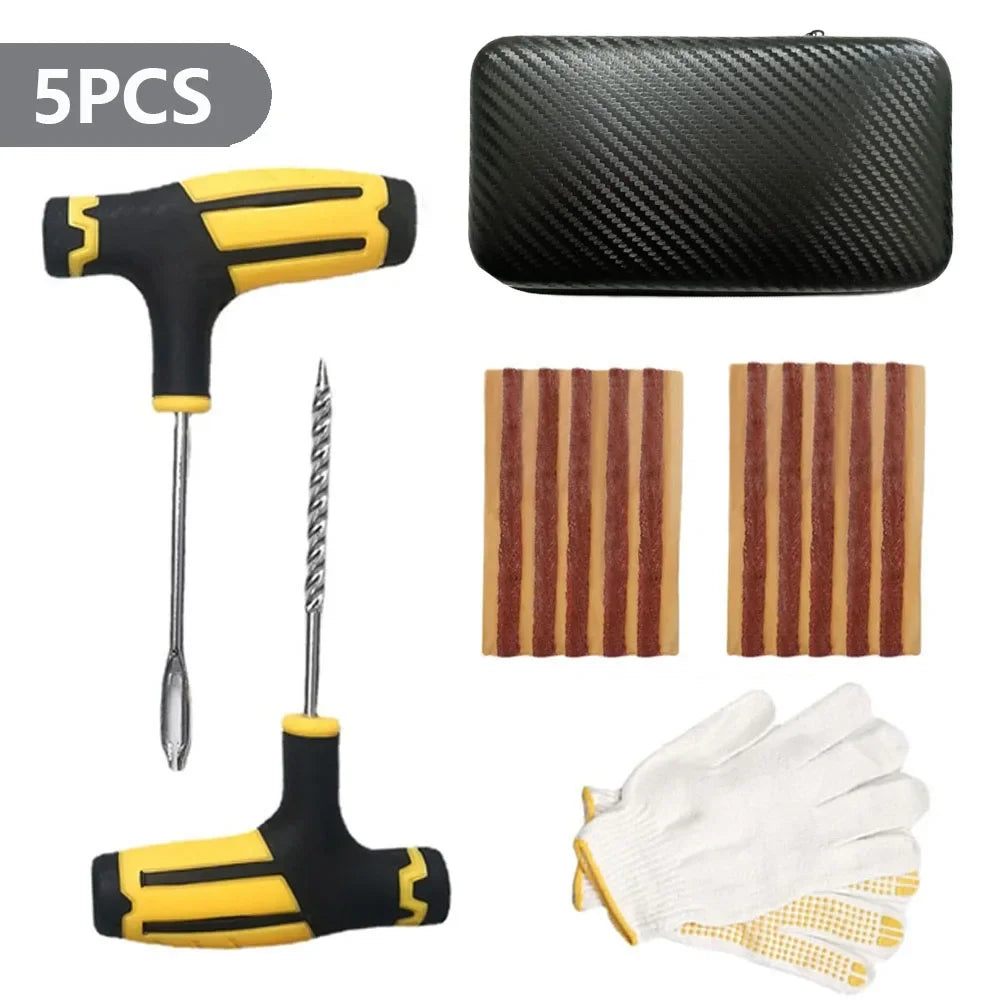 Emergency Tubeless Tire Puncture Repair Kit with Storage Case - 18