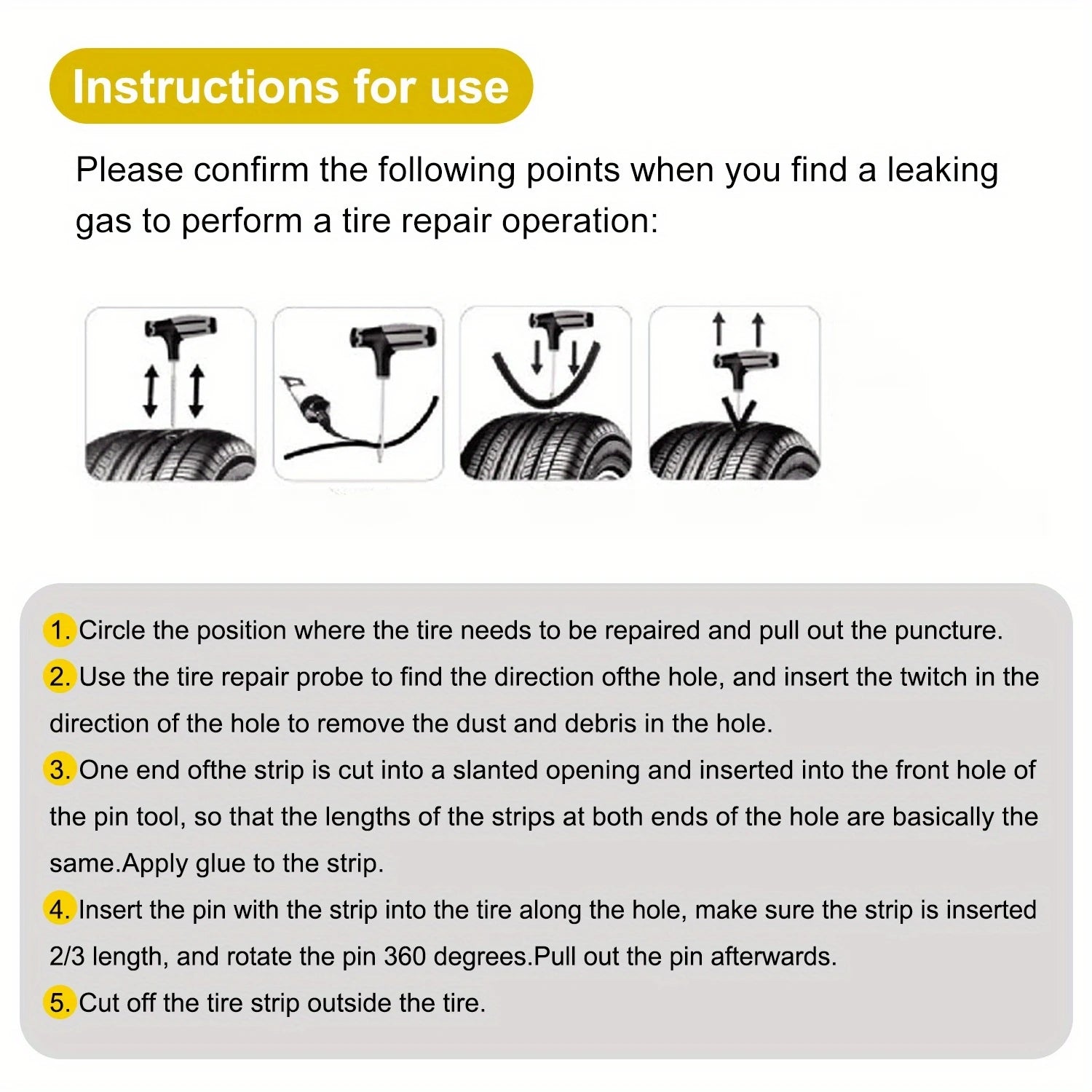 Professional Tire Puncture Repair Kit for Cars and Motorcycles - 3