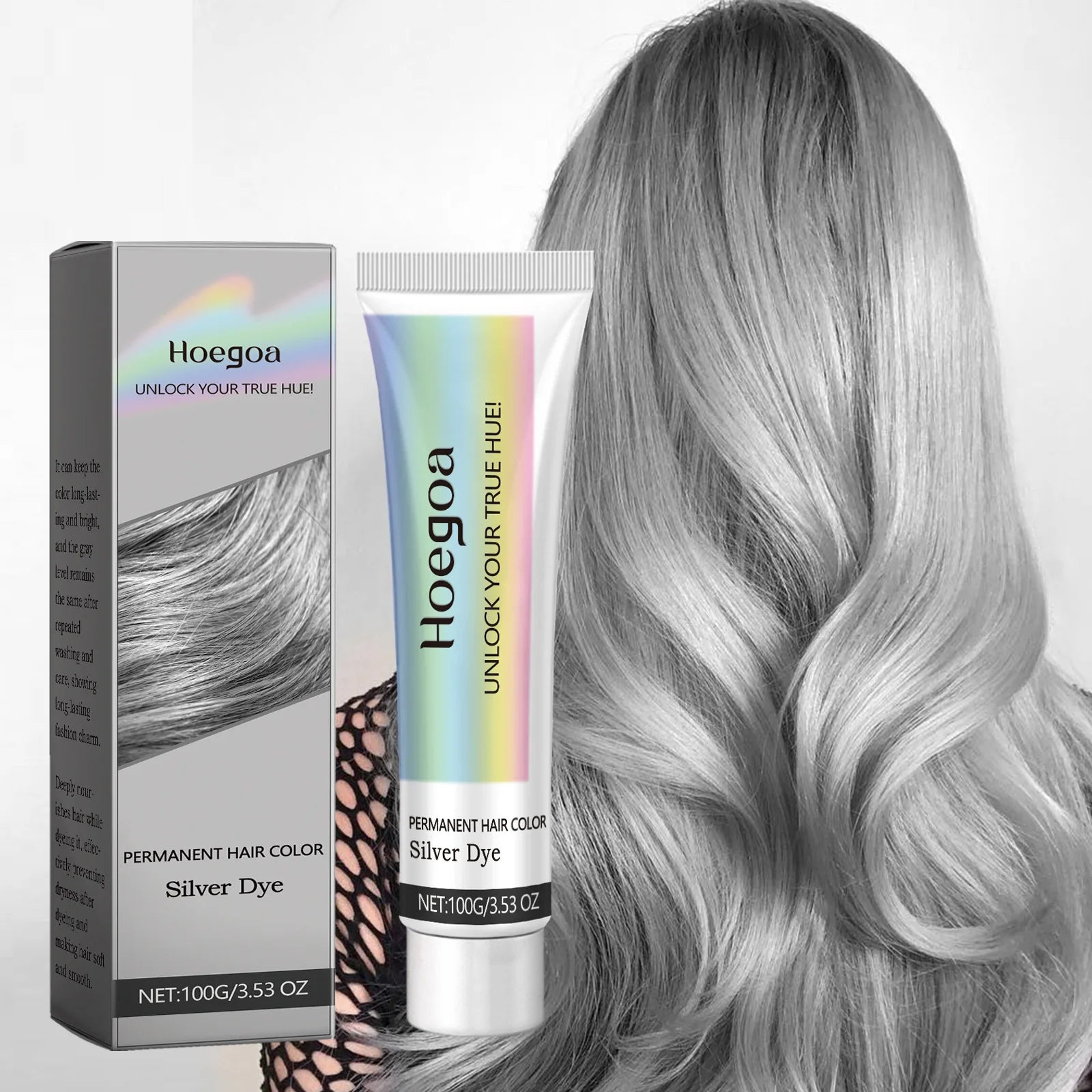 Permanent Silver Gray Hair Dye Cream - 1