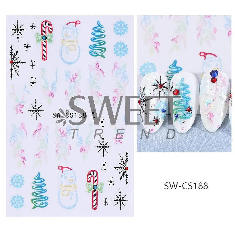 3D Christmas Cartoon Self-Adhesive Nail Art Decal Stickers