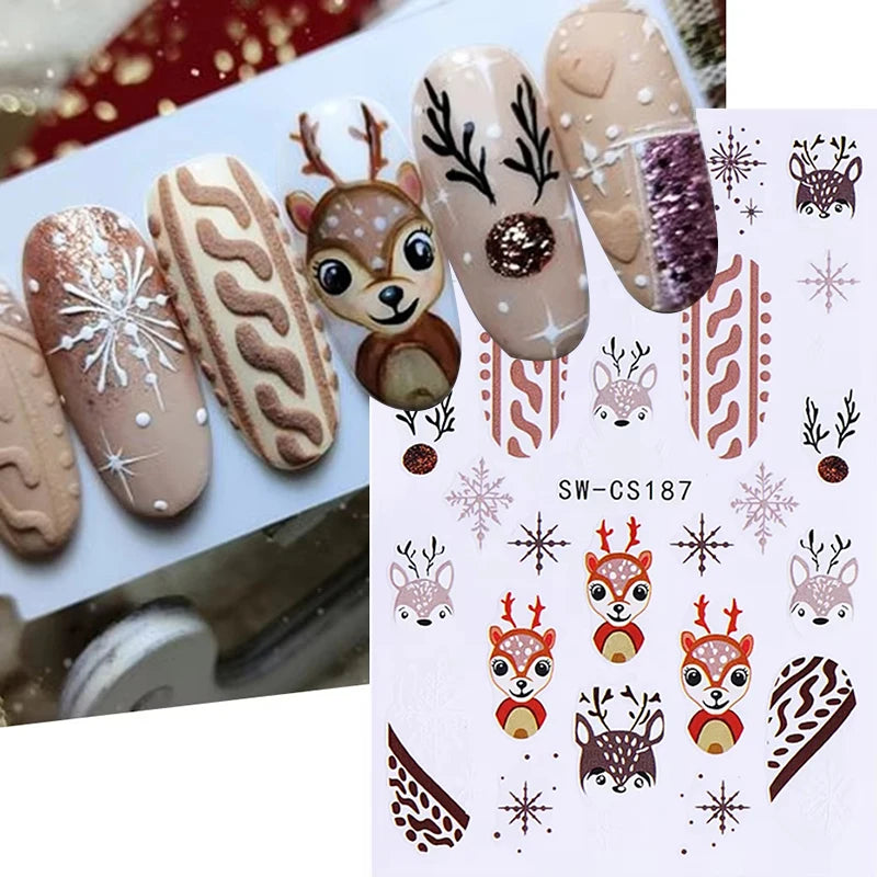 3D Christmas Cartoon Self-Adhesive Nail Art Decal Stickers - 10