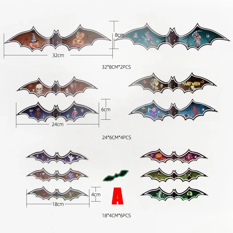 3D Luminous Halloween Bat Wall Decals for Spooky Party Decor - 11