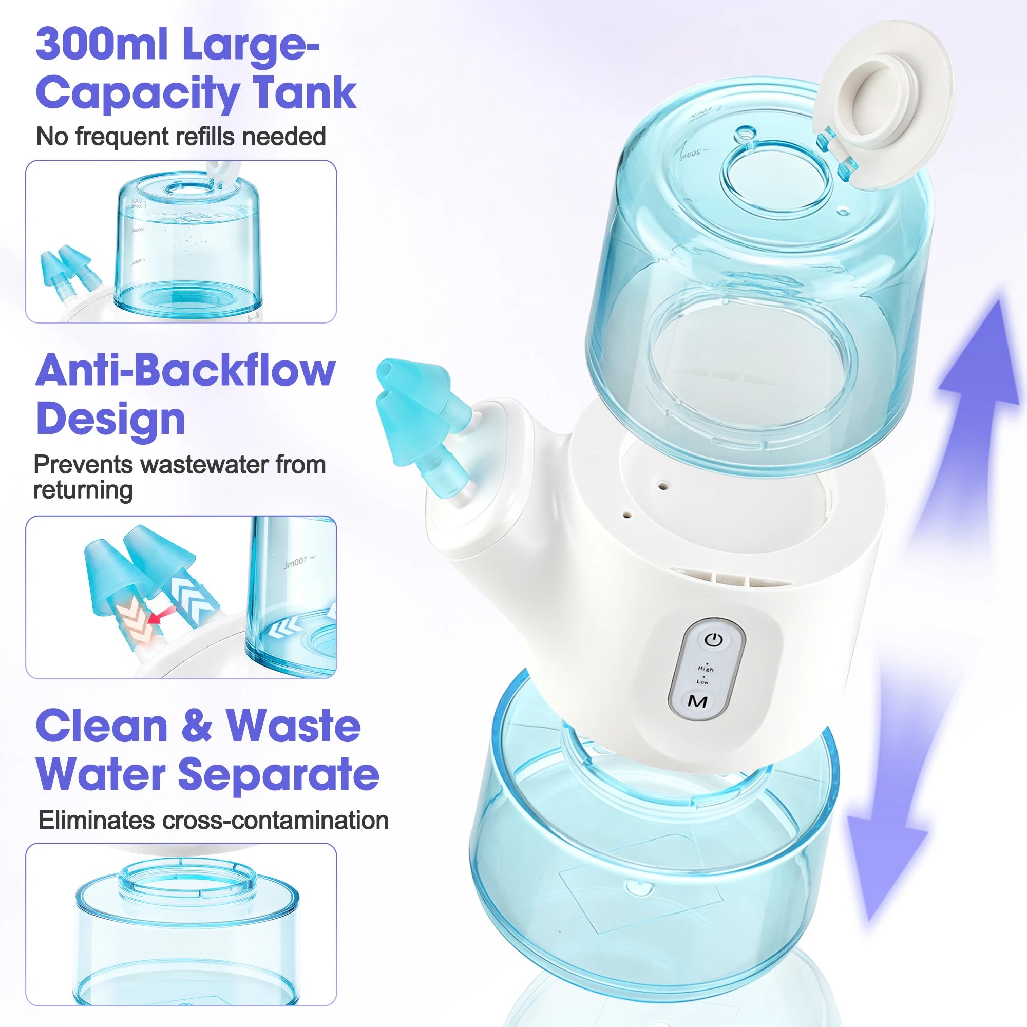 Electric Nasal Irrigator with 300ml Tank for Sinus Relief - 9