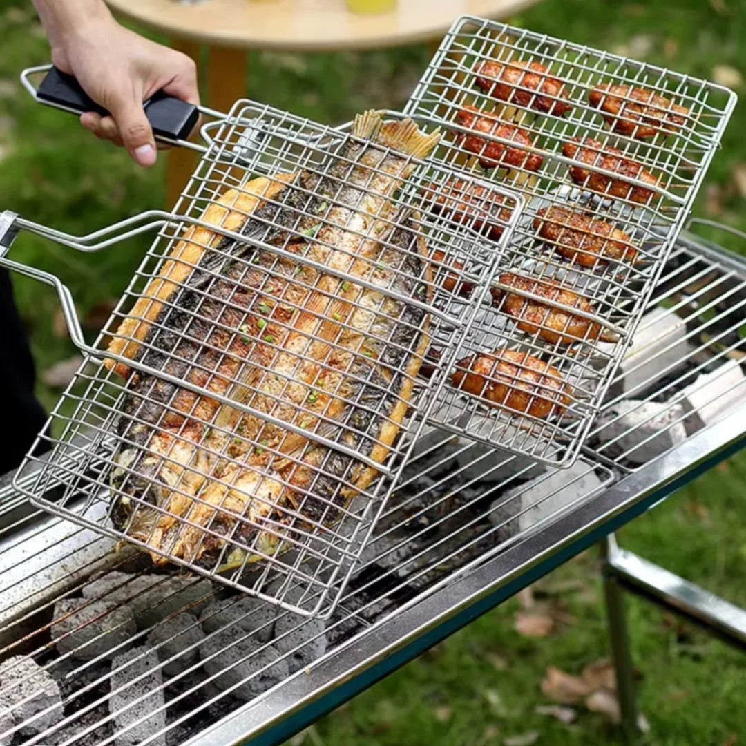 Non-Stick Barbecue Mesh Grilling Clip with Detachable Handle