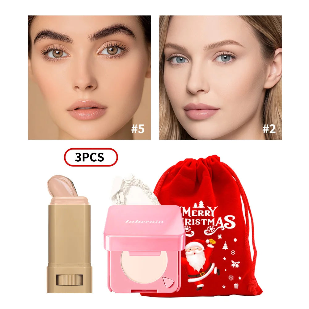 Matte Foundation Stick and Pressed Powder Beauty Set - 34
