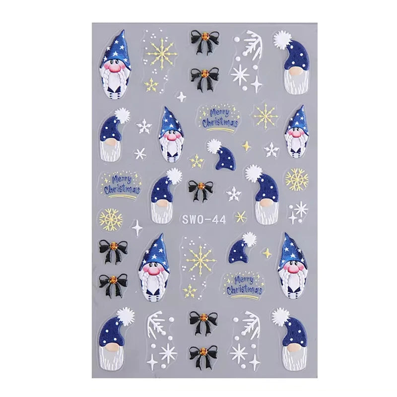 3D Christmas Cartoon Self-Adhesive Nail Art Decal Stickers