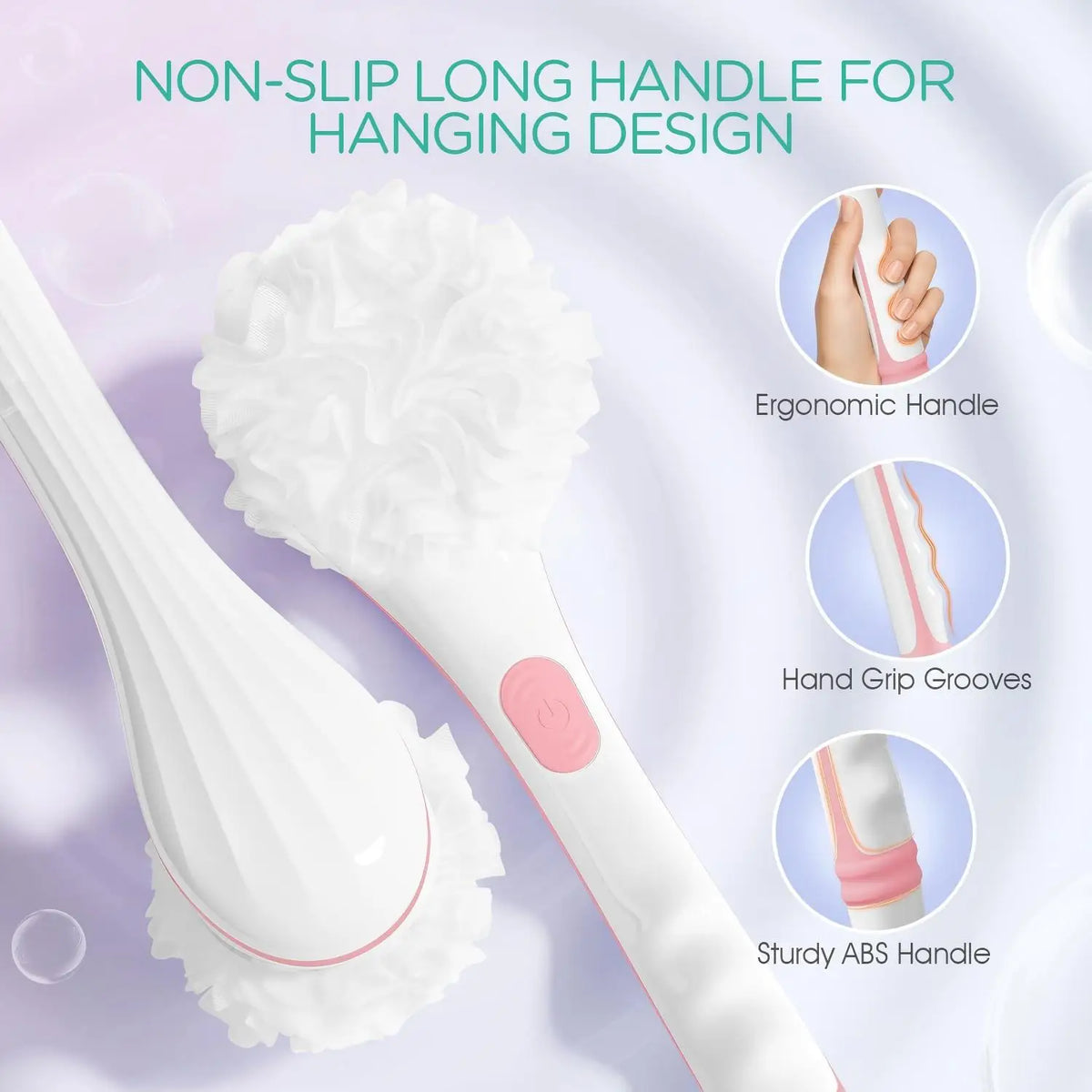 Electric Long Handle Body Scrubbing Brush for Deep Exfoliation