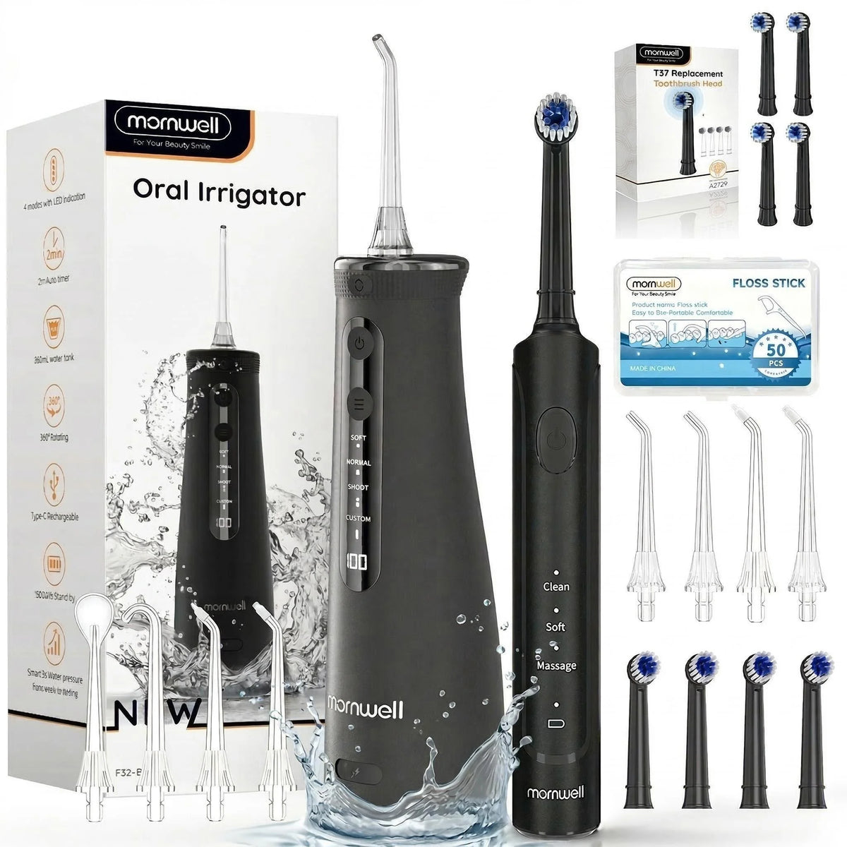 Electric Toothbrush and Water Flosser Combo for Oral Hygiene